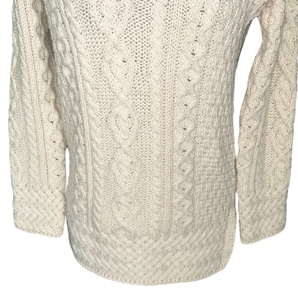 Aran Ireland Ivory Cable Knit Cowl Neck Tunic Sweater - XS - Picture 7 of 15